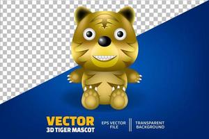 3d gyllene tiger maskot premie vektor