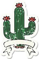 abgenutzter alter Aufkleber mit Banner eines Kaktus vektor