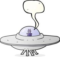Freihändig gezeichnete Sprechblase Cartoon UFO vektor