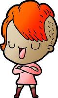 süßes Cartoon-Mädchen mit Hipster-Haarschnitt vektor