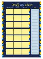 wöchentlicher Essensplaner. vertikales Muster. Organizer, Planer und Notizen mit floralem geometrischem Muster. Vektor-Illustration vektor