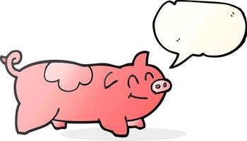 Freihändig gezeichnetes Sprechblasen-Cartoon-Schwein vektor