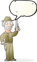 Freihändig gezeichneter Sprechblasen-Cartoon-Sheriff vektor