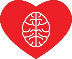 hjärna i hjärta ikon på vit bakgrund. hjärta och hjärna tecken. Lycklig valentine dag. platt stil. vektor