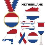 elementsammlung mit der flagge der niederlande designvorlage vektor