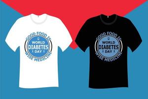 gutes Essen ist kluges Medizin-Diabetes-T-Shirt-Design vektor