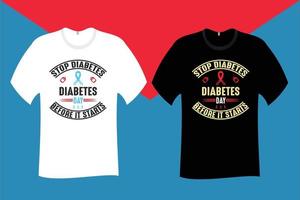 Stoppen Sie Diabetes, bevor es mit dem T-Shirt-Design beginnt vektor