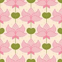 japansk lotus sömlös mönster. rosa asiatisk lotus blommig bakgrund. rosa kinesisk lotus blomma upprepa textil- design. hand dragen koreanska blomma med traditionell prydnad. asiatisk vektor illustration
