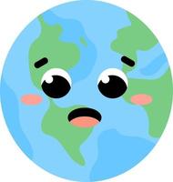 bunter süßer erdplanet mit kawaii-gesicht für kinderspieldesign oder astronomische wissenschaftsplakate vektor