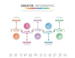 Infografik-Vorlage mit Zahlen 5 Option vektor