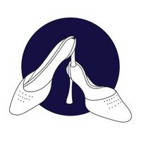 Frauen High Heels Schuhe Handzeichnung Strichzeichnungen blauer Hintergrund Vektor Illustration Lineart