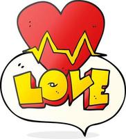 freehand dragen Tal bubbla tecknad serie hjärta Betygsätta puls kärlek symbol vektor