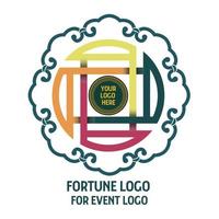 Fortune-Logo für Event-Logo mit vollfarbiger chinesischer Münzverzierung vektor