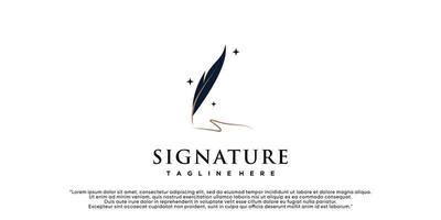 minimalistische feder feder logo vorlage stift handschrift feder unterschrift strichgrafik design premium vektor