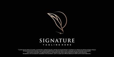 minimalistische feder feder logo vorlage stift handschrift feder unterschrift strichgrafik design premium vektor