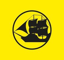 Segelboot-Logo-Design mit gelbem Hintergrund. sehr einzigartig und anders. geeignet für Unternehmen und Betriebe aller Branchen. Vektor eps 10