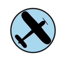 Propellerflugzeug-Logo-Design mit blauem Kreis isoliert auf weiß. sehr einzigartig und anders. geeignet für Unternehmen und Betriebe aller Branchen. Vektor eps 10