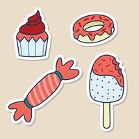 süßes Dessert-Sticker-Pack vektor