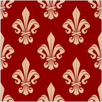 beige und rotes nahtloses Fleur-de-lis-Muster vektor