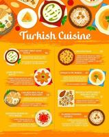 türkisches küchenmenü, türkeigerichte und mittagessen vektor