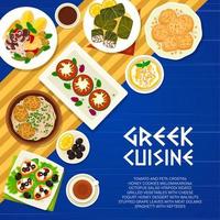 grekisk kök vektor meny omslag, mat av grekland