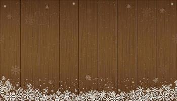 Nahtloses Muster Winterhintergrund von Weihnachtslichtdekorationen auf brauner Holzstruktur, Vektor-Weihnachtshintergrund mit Glühbirne, Schnee auf Holzpaneelwand, nahtloses Panorama-Banner für Weihnachten im neuen Jahr