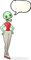 Freihändig gezeichnete Sprechblasen-Cartoon-Zombie-Frau vektor