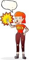 Freihändig gezeichnete Sprechblase Cartoon Rock Girl vektor