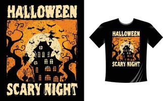 halloween skrämmande natt - halloween t-shirt design mall. Lycklig halloween t-shirt design mall lätt till skriva ut alla ändamål för män, kvinnor, och barn vektor