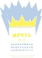 flache farbillustration des kalenders, der den monat april zeigt vektor