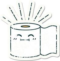 bärs gammal klistermärke av en tatuering stil toalett papper karaktär vektor