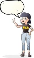 Freihändig gezeichnete Sprechblase Cartoon Rock Girl vektor