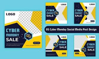 cyber måndag försäljning packa. social media posta mallar packa för företag befordran på cyber måndag. erbjudande social media baner bunt. vektor