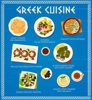 grekisk kök vektor meny mat och måltider av grekland