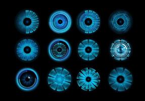 Satz blaue Hi-Tech-Augen für Cybersicherheit vektor