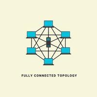 vollständig verbundene Topologienetzwerk-Vektorillustration, im Computernetzwerk-Technologiekonzept vektor