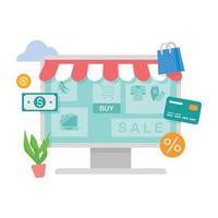 Online-Shopping-Designelemente, digitale Online-Marketing-Illustration. vektor