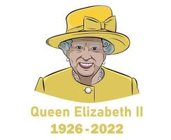 drottning Elizabeth kostym 1926 2022 ansikte porträtt gul brittiskt förenad rike nationell Europa Land vektor illustration abstrakt design