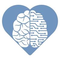 kreativ hjärna hjärta form logotyp design. tror aning begrepp. spåna kraft tänkande hjärna logotyp ikon. vektor