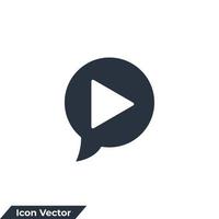 Video-Symbol-Logo-Vektor-Illustration. Video auf Bubble-Chat-Symbolvorlage für Grafik- und Webdesign-Sammlung abspielen vektor
