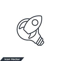 Idee-Symbol-Logo-Vektor-Illustration. Rakete auf Glühbirne Symbolvorlage für Grafik- und Webdesign-Sammlung vektor