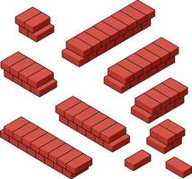 röd tegelvägg av huset. element av byggnadskonstruktion. hörnet av stenobjekt. isometrisk illustration. symbol för skydd och säkerhet vektor