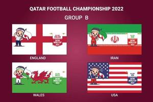 qatar fotboll mästerskap 2022 kvalificerad länder flagga med en maskot vektor