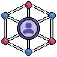 Pixelkunst-Leute-Netzwerkdiagramm-Vektorsymbol für 8-Bit-Spiel auf weißem Hintergrund vektor