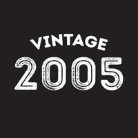 2005 Vintage Retro-T-Shirt-Design-Vektor schwarzer Hintergrund vektor