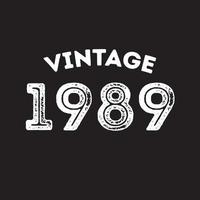 1989 Vintage Retro-T-Shirt-Design Vektor schwarzer Hintergrund