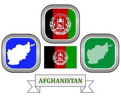 Karte Schaltfläche Flagge und Symbol von Afghanistan auf weißem Hintergrund vektor