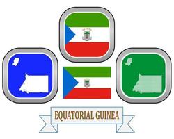 Kartenschaltfläche und Flagge von Äquatorialguinea-Symbol auf weißem Hintergrund vektor