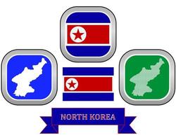 Karta och flagga av norr korea symbol på en vit bakgrund vektor