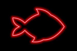 neon röd silhuett av fisk på en svart bakgrund. hav liv, hav vektor